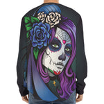 Calavera Girl Dia De Los Muertos Print Long Sleeve Baseball Jersey