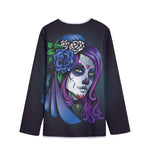 Calavera Girl Dia De Los Muertos Print Long Sleeve Short Coat