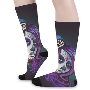 Calavera Girl Dia De Los Muertos Print Long Socks