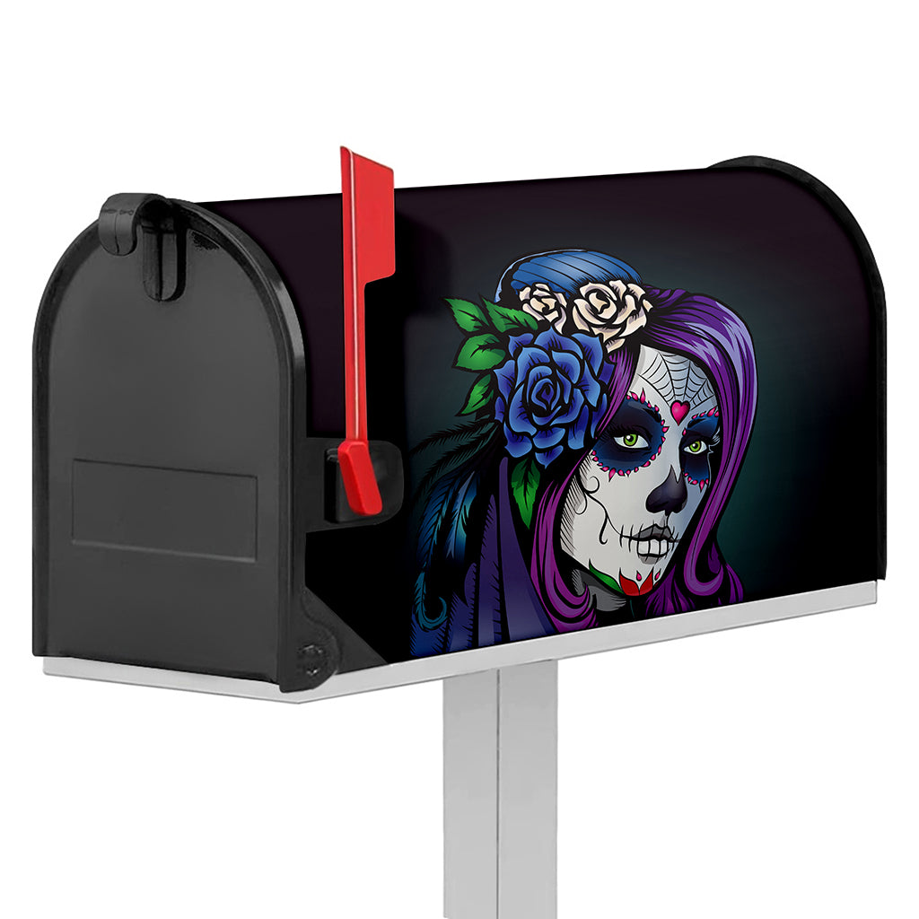 Calavera Girl Dia De Los Muertos Print Mailbox Cover