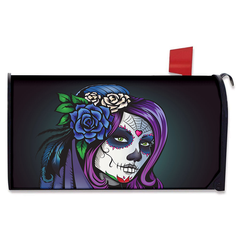 Calavera Girl Dia De Los Muertos Print Mailbox Cover