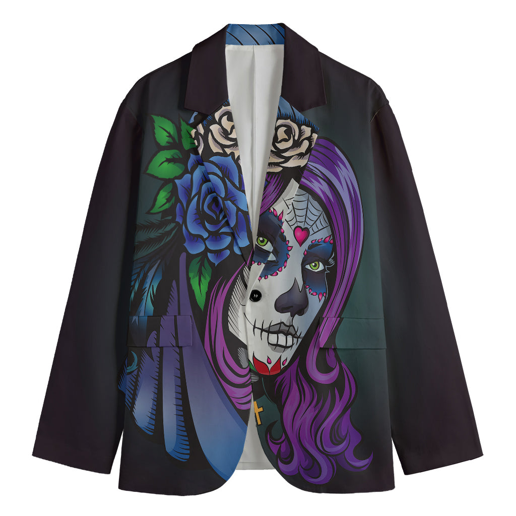 Calavera Girl Dia De Los Muertos Print Men's Blazer