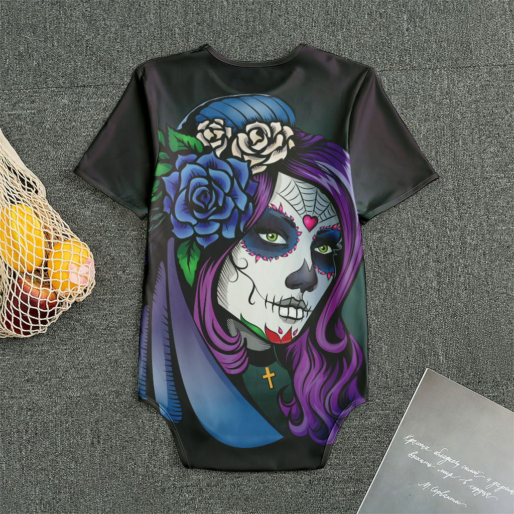 Calavera Girl Dia De Los Muertos Print Men's Bodysuit