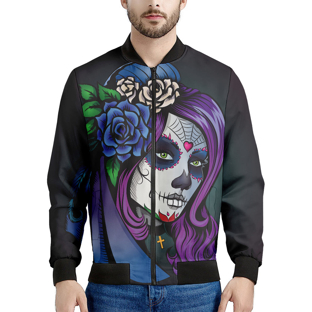 Calavera Girl Dia De Los Muertos Print Men's Bomber Jacket