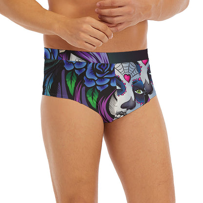 Calavera Girl Dia De Los Muertos Print Men's Briefs