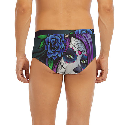 Calavera Girl Dia De Los Muertos Print Men's Briefs