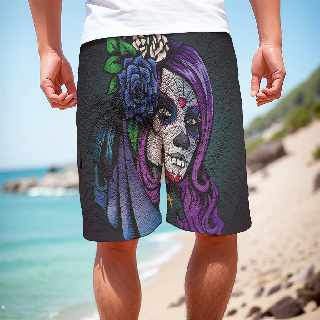 Calavera Girl Dia De Los Muertos Print Men's Cargo Shorts