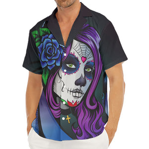 Calavera Girl Dia De Los Muertos Print Men's Deep V-Neck Shirt