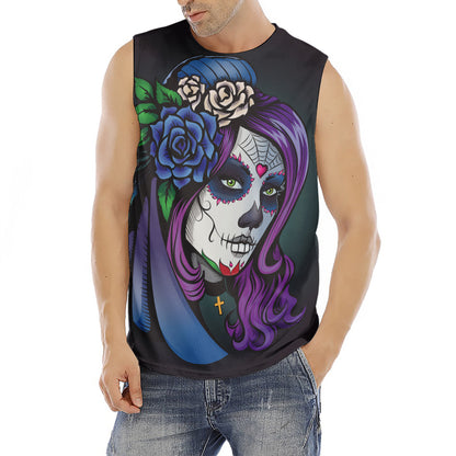 Calavera Girl Dia De Los Muertos Print Men's Fitness Tank Top