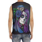 Calavera Girl Dia De Los Muertos Print Men's Fitness Tank Top
