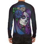 Calavera Girl Dia De Los Muertos Print Men's Long Sleeve Rash Guard