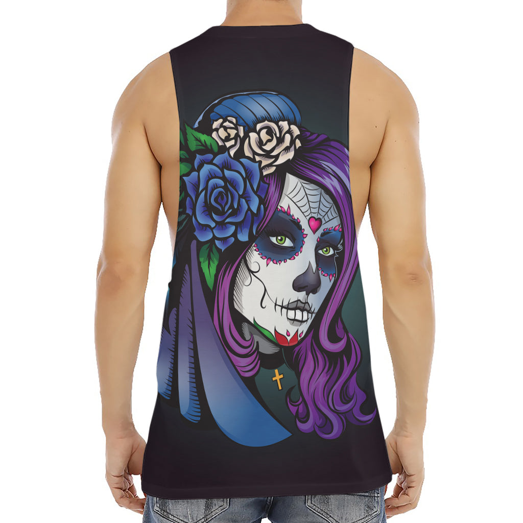 Calavera Girl Dia De Los Muertos Print Men's Muscle Tank Top
