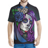 Calavera Girl Dia De Los Muertos Print Men's Polo Shirt