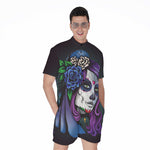 Calavera Girl Dia De Los Muertos Print Men's Rompers