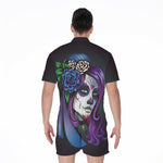Calavera Girl Dia De Los Muertos Print Men's Rompers