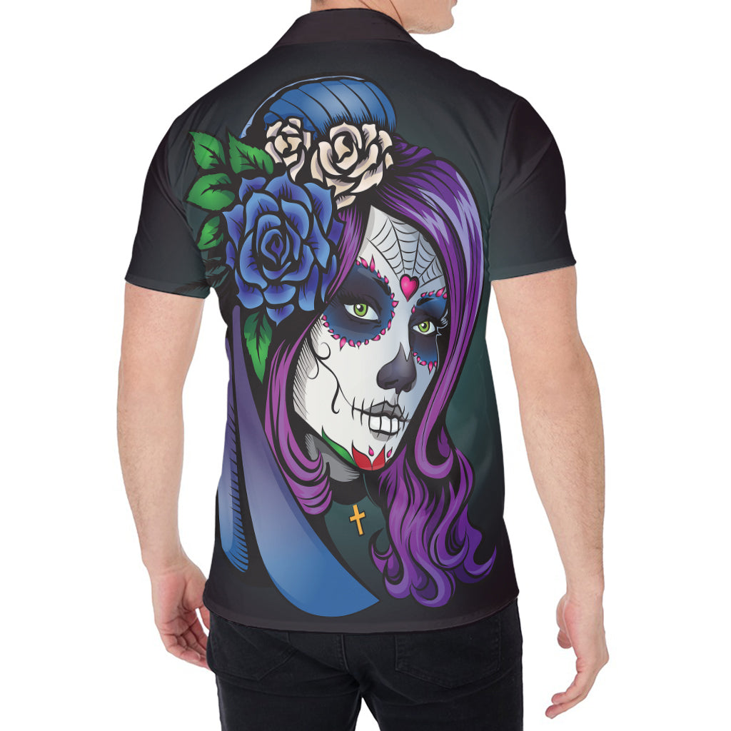 Calavera Girl Dia De Los Muertos Print Men's Shirt