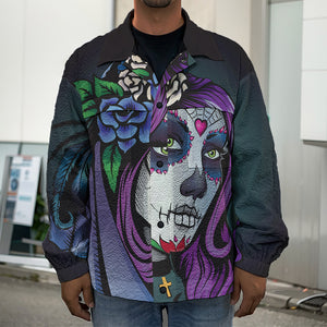 Calavera Girl Dia De Los Muertos Print Men's Shirt Jacket