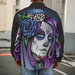 Calavera Girl Dia De Los Muertos Print Men's Shirt Jacket