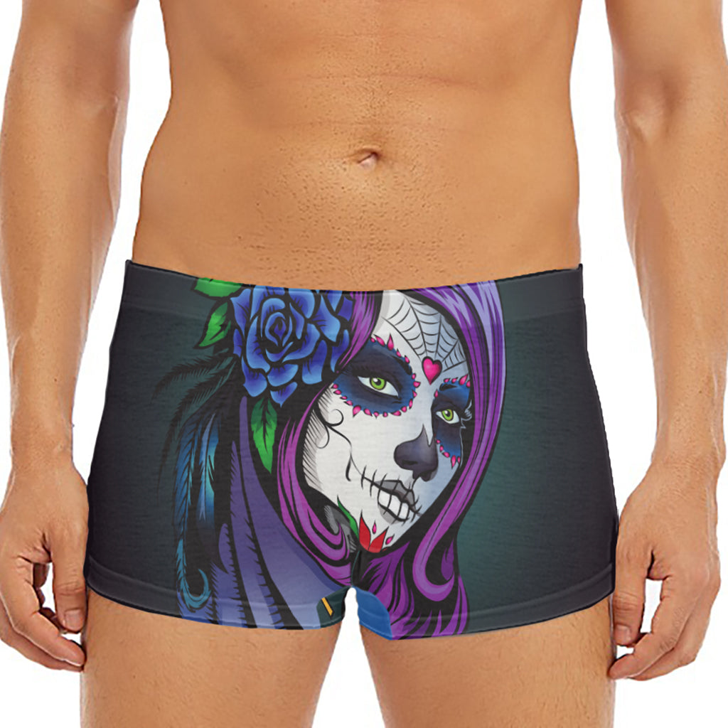 Calavera Girl Dia De Los Muertos Print Men's Short Boxer Briefs