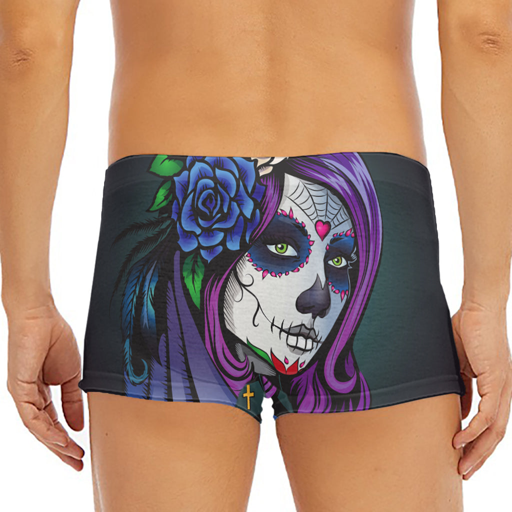 Calavera Girl Dia De Los Muertos Print Men's Short Boxer Briefs