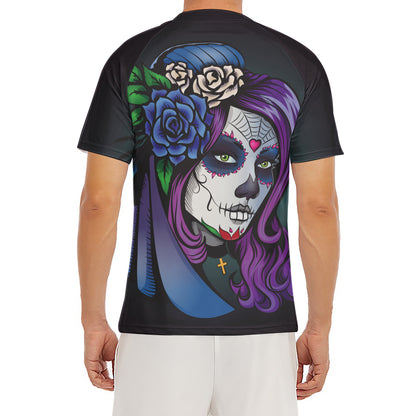 Calavera Girl Dia De Los Muertos Print Men's Short Sleeve Rash Guard