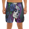 Calavera Girl Dia De Los Muertos Print Men's Split Running Shorts