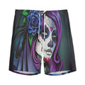 Calavera Girl Dia De Los Muertos Print Men's Athletic Shorts