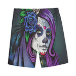 Calavera Girl Dia De Los Muertos Print Men's Sports Shorts