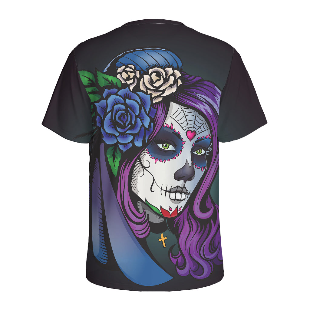 Calavera Girl Dia De Los Muertos Print Men's Sports T-Shirt