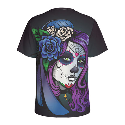 Calavera Girl Dia De Los Muertos Print Men's Sports T-Shirt