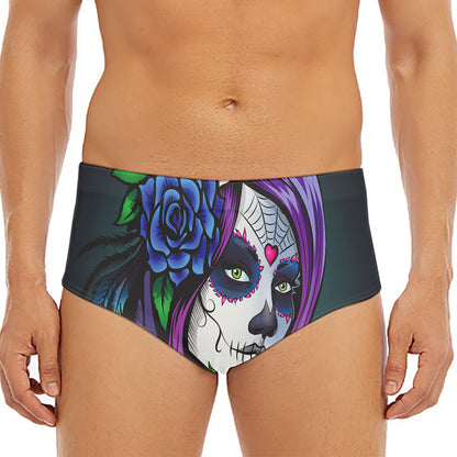 Calavera Girl Dia De Los Muertos Print Men's Triangle Swim Briefs