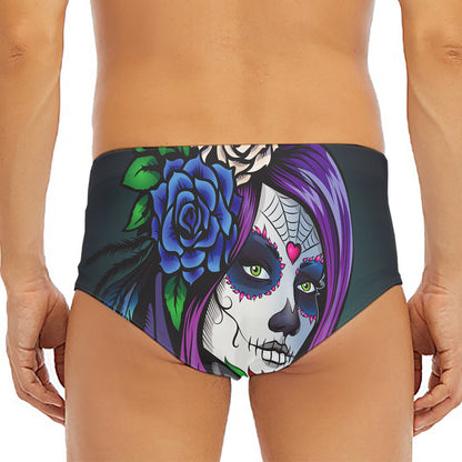 Calavera Girl Dia De Los Muertos Print Men's Triangle Swim Briefs
