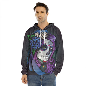 Calavera Girl Dia De Los Muertos Print Men's Velvet Pullover Hoodie