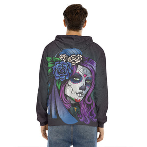 Calavera Girl Dia De Los Muertos Print Men's Velvet Pullover Hoodie