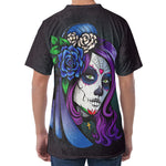 Calavera Girl Dia De Los Muertos Print Men's Velvet T-Shirt