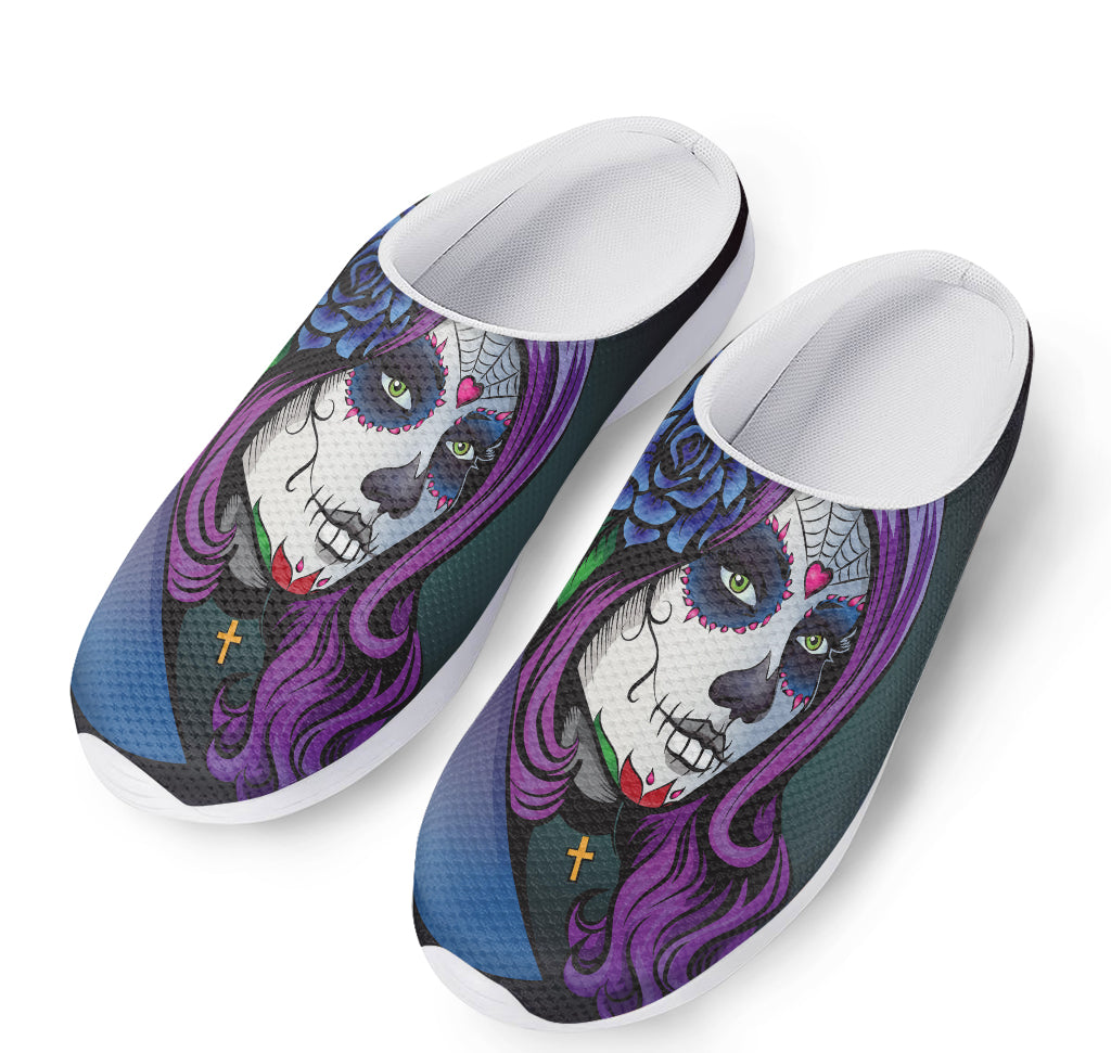 Calavera Girl Dia De Los Muertos Print Mesh Casual Shoes