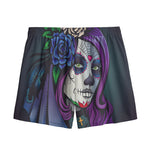 Calavera Girl Dia De Los Muertos Print Mesh Shorts