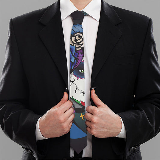 Calavera Girl Dia De Los Muertos Print Necktie
