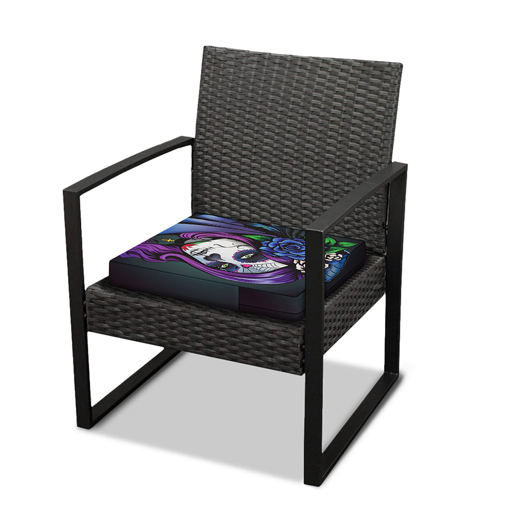 Calavera Girl Dia De Los Muertos Print Outdoor Seat Cushion Cover