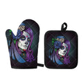 Calavera Girl Dia De Los Muertos Print Oven Mitt And Pot Holder Set