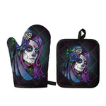 Calavera Girl Dia De Los Muertos Print Oven Mitt And Pot Holder Set