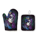 Calavera Girl Dia De Los Muertos Print Oven Mitt And Pot Holder Set