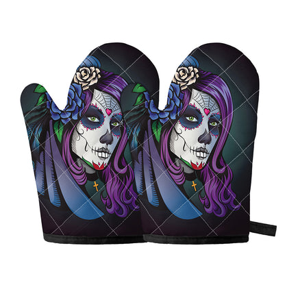 Calavera Girl Dia De Los Muertos Print Oven Mitts