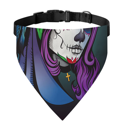 Calavera Girl Dia De Los Muertos Print Over The Collar Dog Bandana