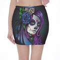 Calavera Girl Dia De Los Muertos Print Pencil Mini Skirt