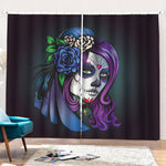 Calavera Girl Dia De Los Muertos Print Pencil Pleat Curtains