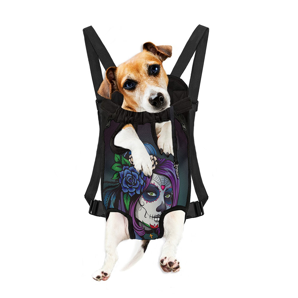 Calavera Girl Dia De Los Muertos Print Pet Carrier Backpack