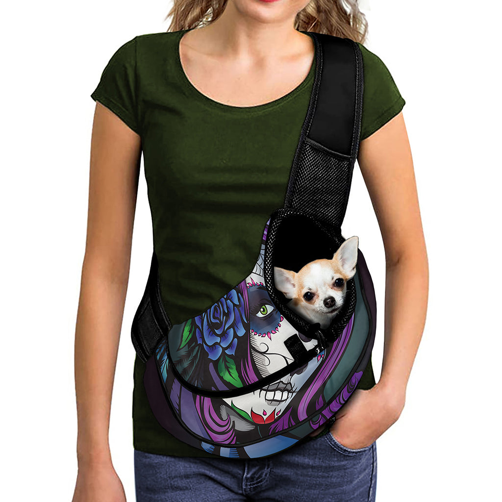 Calavera Girl Dia De Los Muertos Print Pet Sling Carrier