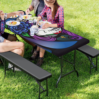 Calavera Girl Dia De Los Muertos Print Picnic Table Cover