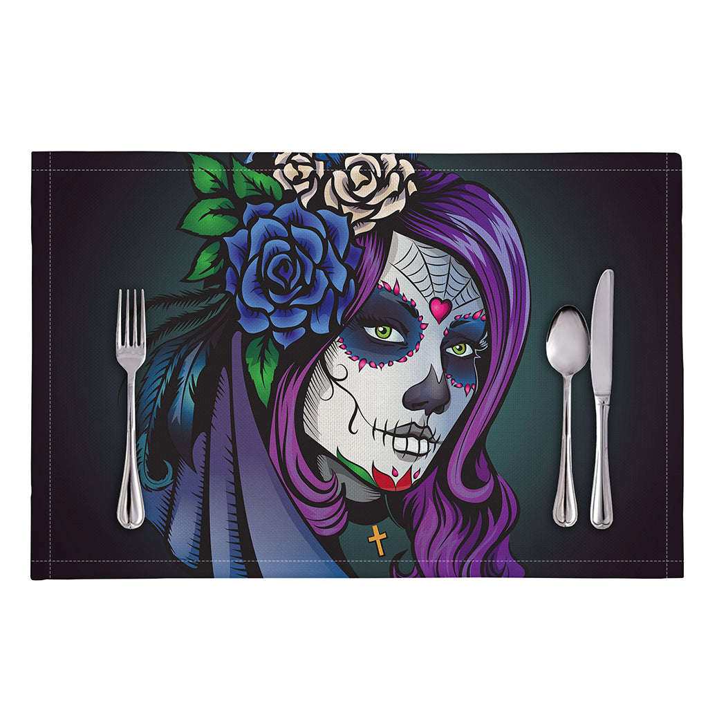 Calavera Girl Dia De Los Muertos Print Placemat
